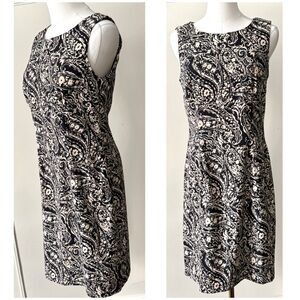 Women’s Connected Apparel Contemporary Black & Cream Fitted Modern Print Dress‎
